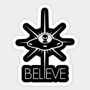 Space Alien UFO Believe Sticker